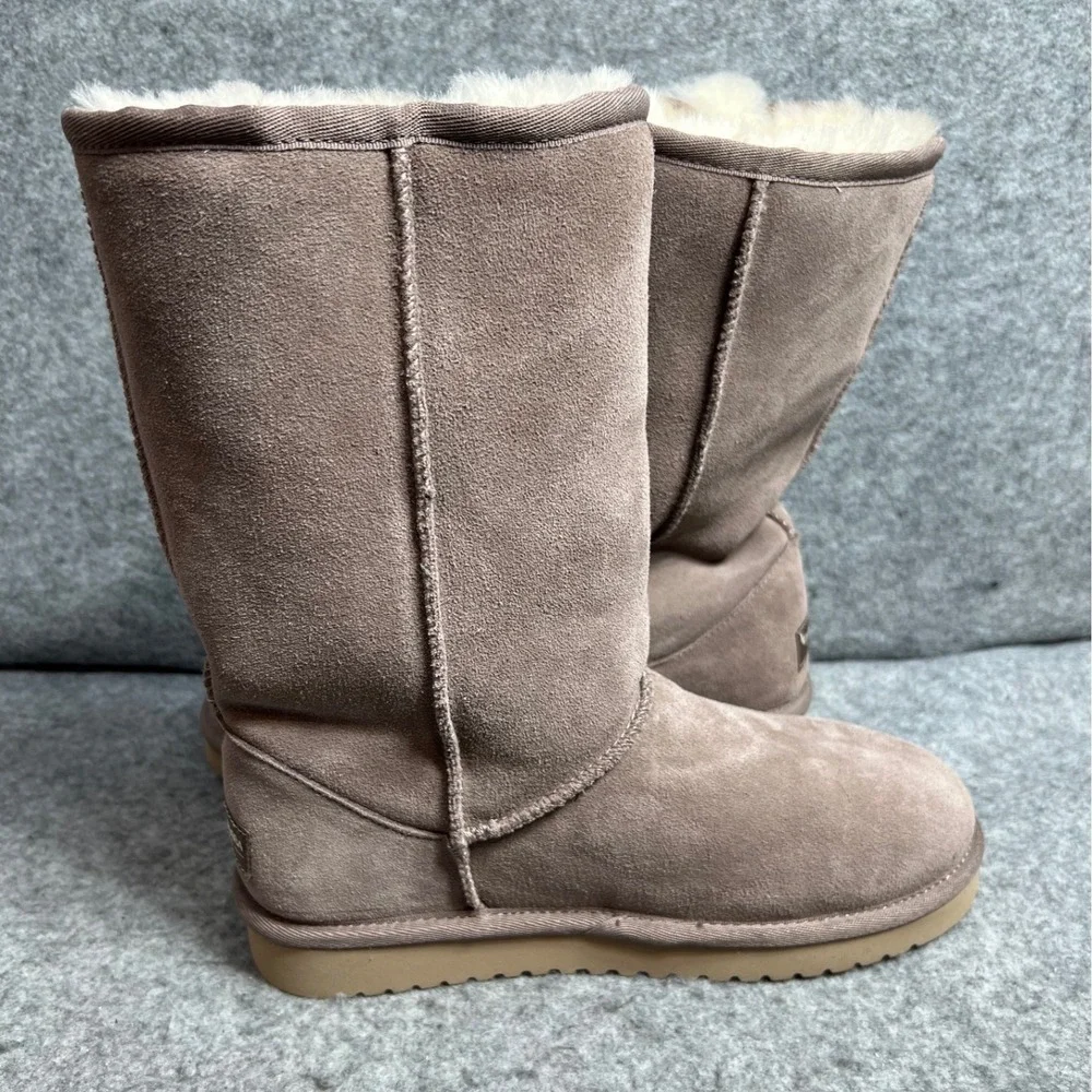 Koolaburra by UGG Victoria Tall Boots Taupe Suede Triple Bow Winter Womens Sz 6